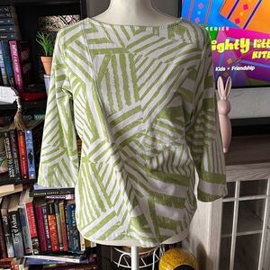 Ruby Rd. Green and White Striped Blouse